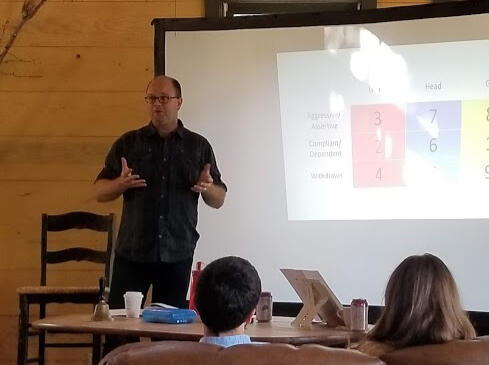 Coach teaching at an Enneagram retreat